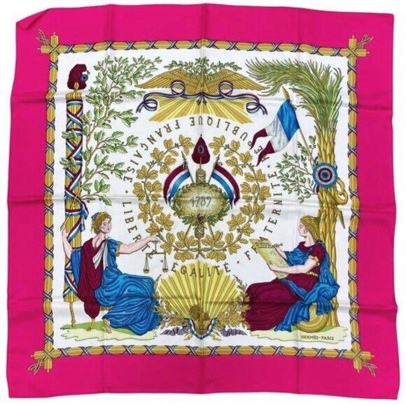 Hermes Republique Francaise 1789 vintage large silk scarf carre 90 EUC - Picture 8 of 11